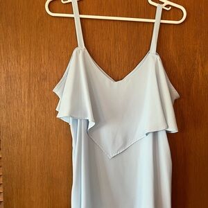 Light Blue Ruffle Sleeveless Top